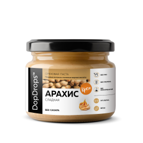 DopDrops Арахисовая паста Крем [сладкая без сахара] 250&nbsp;г
