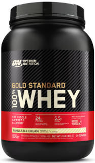 Optimum Nutrition 100 % Whey protein Gold standard 908 г Vanilla Ice Cream незначительная царапина на товарной этикетке
