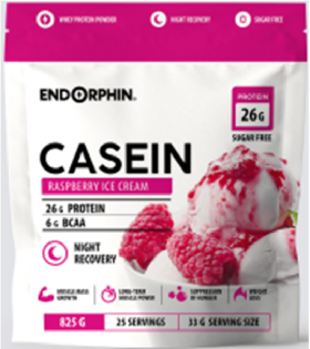 Брак Endorphin Micellar Casein (пакет) 825 г Малиновый пломбир дырочка заклеена