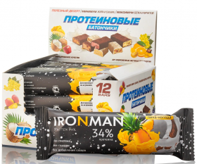 Ironman Батончик без глазури "34% Protein Bar" (12 шт в уп) 50 г Пина-колада срок годности до 19,01,21