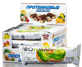 Ironman Батончик без глазури "30% Protein Bar" (12 шт в уп) 50 г Фисташка срок годности до 14,01,21