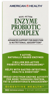American Health Enzyme Probiotic Complex Dual-Action 90 vcaps срок до 07.21 мятая