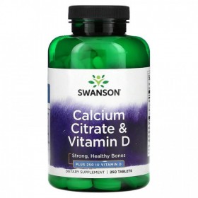 Swanson Calcium Citrate & Vitamin D 250 таб срок 09.25