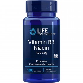 LIFE Extension Vitamin B3 Niacin 500 mg, 100 capsules