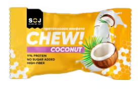 Уценка Уценка SOJ Протеиновая конфета с кокосом без добавления сахара (18шт в уп) 30 г до 11.23