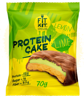 Уценка FITKIT Protein WHITE cake с начинкой (24 шт в уп) 70 г Лимон-миндаль до 12.23