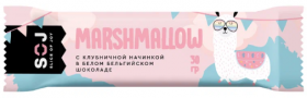 Уценка SOJ Батончик MARSHMALLOW (16 шт в уп) 30 г с клубничной начинкой в белом шоколаде до 02.24