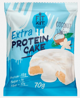 Уценка FITKIT Protein WHITE cake EXTRA (24шт в уп) 70 г Кокос-ваниль до 03.24
