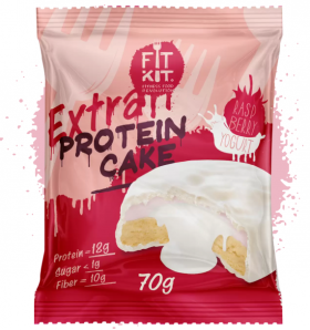 Уценка FITKIT Protein WHITE cake EXTRA (24шт в уп) 70 г Малина-йогурт до 03.24