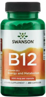 Уценка SWANSON Vitamin B-12 500 mcg 250 caps до 07,24
