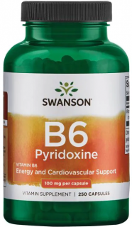 Swanson Vitamin B6 Pyridoxine 100 mg 250 Caps до 12.2025 (превью)