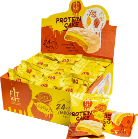 Уценка FITKIT Protein WHITE cake с начинкой (24 шт в уп) 70 г Лимон-миндаль до 22.06.24