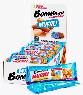 Bombbar Батончик мюсли неглазированный мультизлаковый (30 шт в уп) Упаковка 45 г Арахис без НДС
