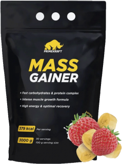 Prime Kraft MASS GAINER дойпак Клубника-банан 3000 г без НДС