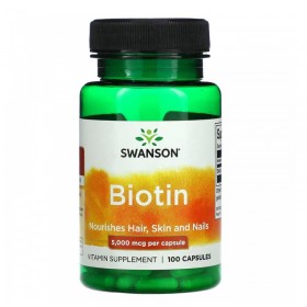 SWANSON Biotin 5,000 mcg 100 caps без срока годности