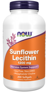 Now Sunflower Lecithin 1200 mg 200 softgels мятая банка (превью)