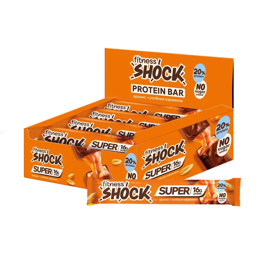 FitnesSHOCK Батончик глазированный SUPER (16шт в уп) Упаковка 80&nbsp;г (превью)