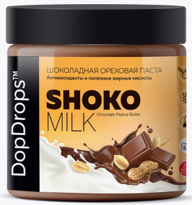 DopDrops Паста ореховая натуральная "Shoko Milk Peanut Butter" 250 г подтекает масло из под крышки без НДС (превью)