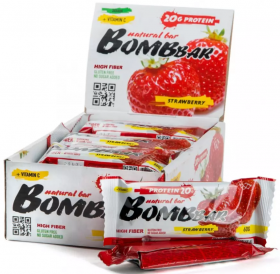 Bombbar Протеиновый батончик неглазированный (20 шт в уп) Упаковка 60 г клубника без НДС до 02.08.2025