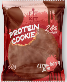 FITKIT без НДС Protein chocolate сookie (24 шт в упакове) 50 г Клубничный джем до 29.07.2025