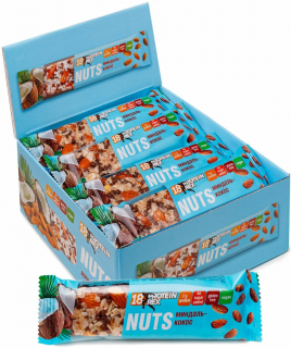 Proteinrex Батончик ореховый протеиновый 18% Nuts (12 шт в уп) 40 г Миндаль-кокос до 18.10.24 без НДС