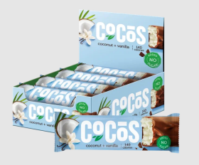 FitnesSHOCK Батончик глазированный «Кокосовый» (12 шт в уп) 35 г Ваниль-кокос до 15.11.24 без НДС