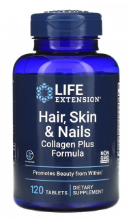 Life Extension Hair, Skin & Nails Collagen Plus Formula, 120 tabl до 10.2025 (превью)
