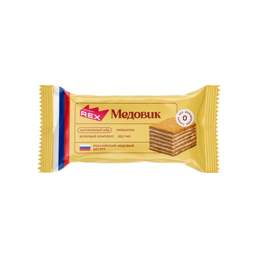 Proteinrex Пирожное протеиновое (8шт в уп) 40 г "Медовик" до 2025-08-17 (превью)