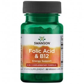 Swanson Folic Acid & B12 30 Veg Caps до 12.2025