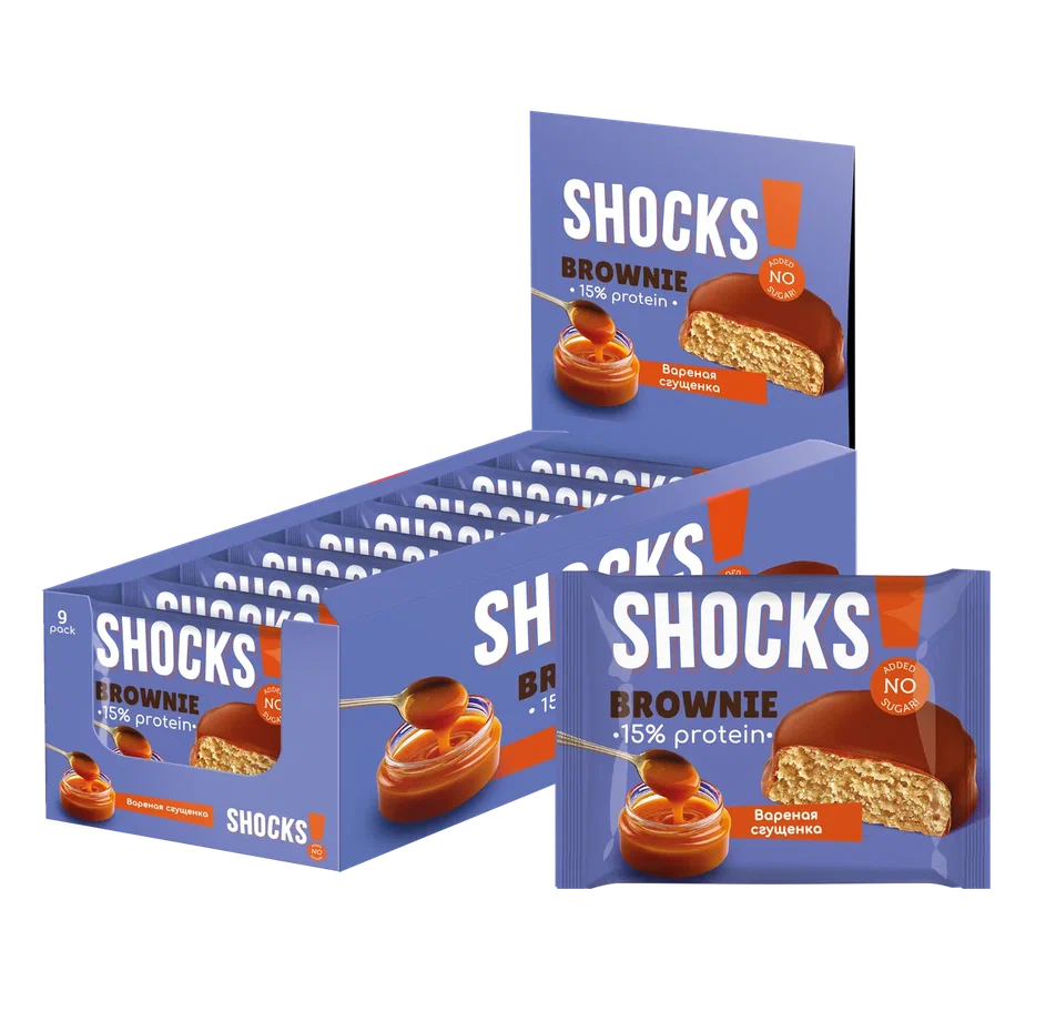 FitnesSHOCK Бисквит глазированный Брауни SHOCKS! (9шт в уп) 50&nbsp;г (превью)