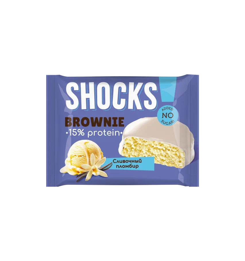 FitnesSHOCK Бисквит глазированный Брауни SHOCKS! (9шт в уп) 50&nbsp;г (превью)