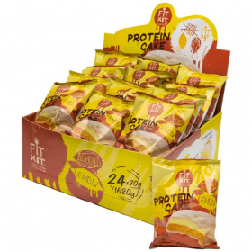 Уценка FITKIT Protein WHITE cake с начинкой (24 шт в уп) 70 г Лимон-миндаль до 2025-06-13