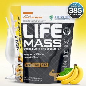 Tree of Life Life Mass Premium Mass Gainer 1000 г Банановый милкшейк / 2026-11-01 дырочка заклеена (превью)