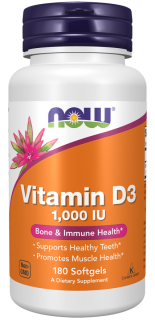 NOW ЧЗ Vitamin D3-1000 IU 180 softgels (превью)