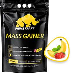Уценка Prime Kraft MASS GAINER дойпак Клубника-банан 3000 г без срока (превью)