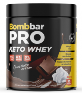 Уценка Bombbar Keto Whey PRO 450 г сливки-шоколад до 04.10.23 (превью)